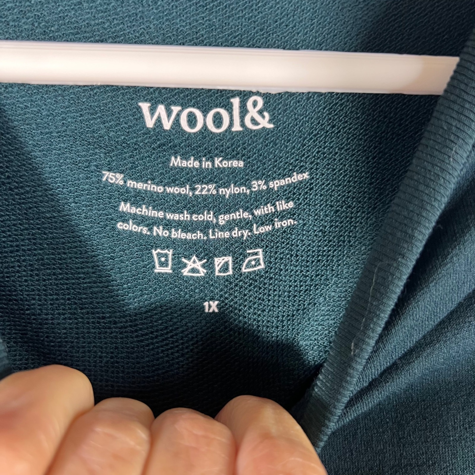 Womens Wool & Aspen Merino Wool Sweatshirt Dark Green 1x Nwot — image 6 of 7